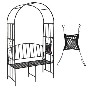 Tangkula Steel Garden Arch w/ 2-Seat Bench 6'7"H x 3'8"W Outdoor Arbor for Climbing Plants - 1 of 4