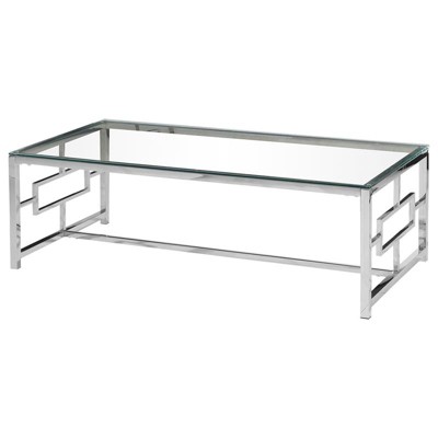 Stainless Steel and Glass Coffee Table in Silver Base/Clear - Best Master Furniture