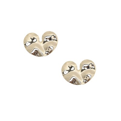 SOHI Women's California Gold Textured Heart Stud Earrings