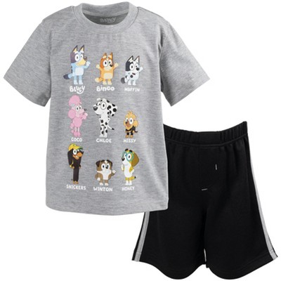 Bluey Bingo Toddler Boys T-shirt And Mesh Shorts Outfit Set Black / Grey 4t  : Target