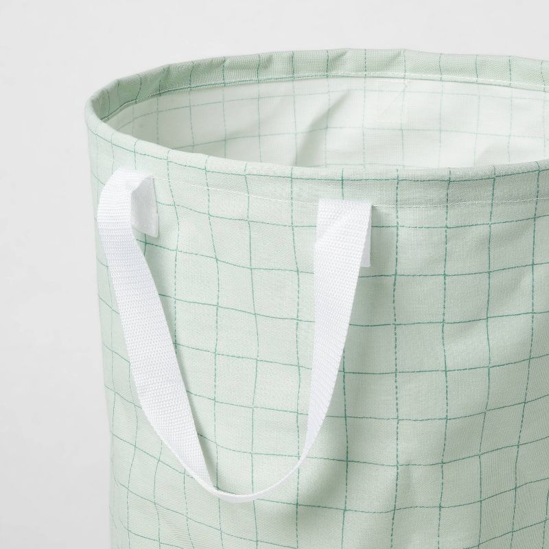 Scrunchable Round Laundry Hamper Green Stitch Grid - Brightroom&#8482;, 4 of 5