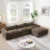 TIRAMISUBEST 116'' Modular Chenille Floor Couch Fully Compressed Legless Deep Seat Integrated Backrest and Seat Cushion, Free Combination - 3 of 4
