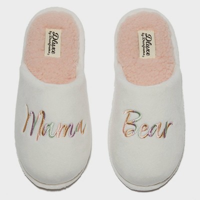 Image of dluxe by dearfoams Women's Mama Bear Slippers - Cream L