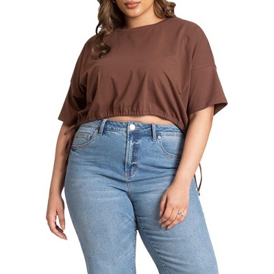 ELOQUII Women's Plus Size Crop Tie Tee