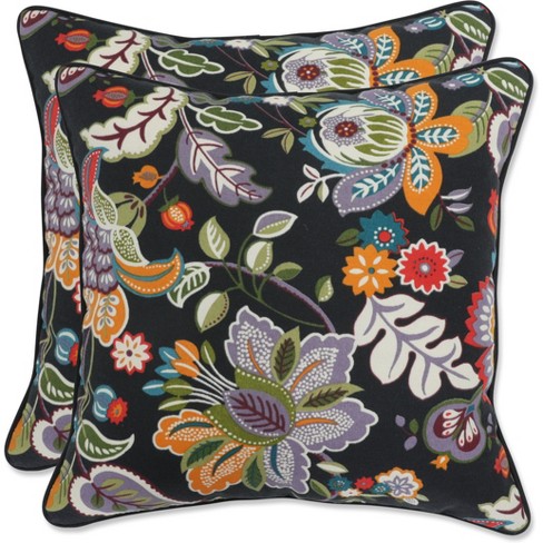 Set of 2 Outdoor/Indoor Throw Pillow Telfair Midnight Black - Pillow Perfect - image 1 of 4