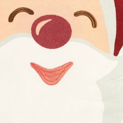 Santa Smile Embroidered Polyester Decorative Pillow 13x20