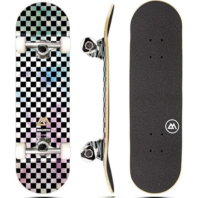 Magneto Skateboard | Maple Wood | ABEC 5 Bearings | Double Kick Concave Deck | For Beginners, Teens & Adults
