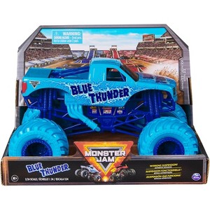 Monster Jam, Blue Thunder Monster Truck - Aqua - 1:24 Scale Die-Cast Vehicle-Chrome Rims and BKT Tread Tires for Playsets, Collectible - 1 of 4
