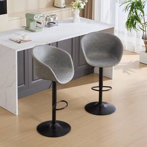 GDFStudio Grantha Faux Leather Upholstered Adjustable Height Swivel Bar Stool with Footrest - 1 of 4