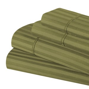 400 Thread Count Cotton Stripe Deep Pocket Luxury 4 Piece Bed Sheet Set by Blue Nile Mills - 1 of 1