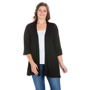 24seven Comfort Apparel Women's Plus Open Front Cardigan - 1 of 4