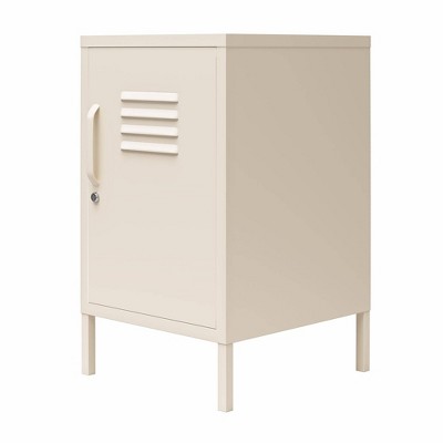 Parchment Metal Locker Style End Table with Storage