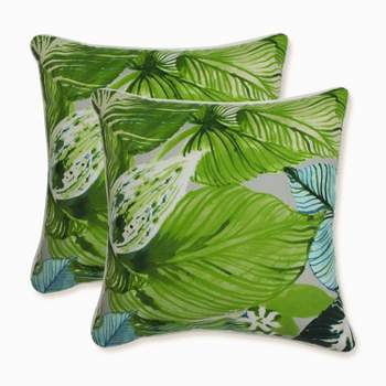 16.5" 2pk Lush Leaf Jungle Throw Pillows Green - Pillow Perfect