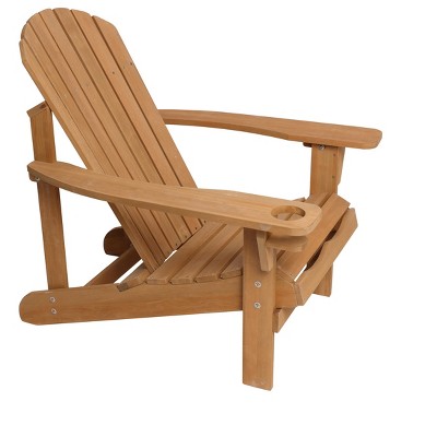 Natural Wood Adirondack Chair with Cup Holder