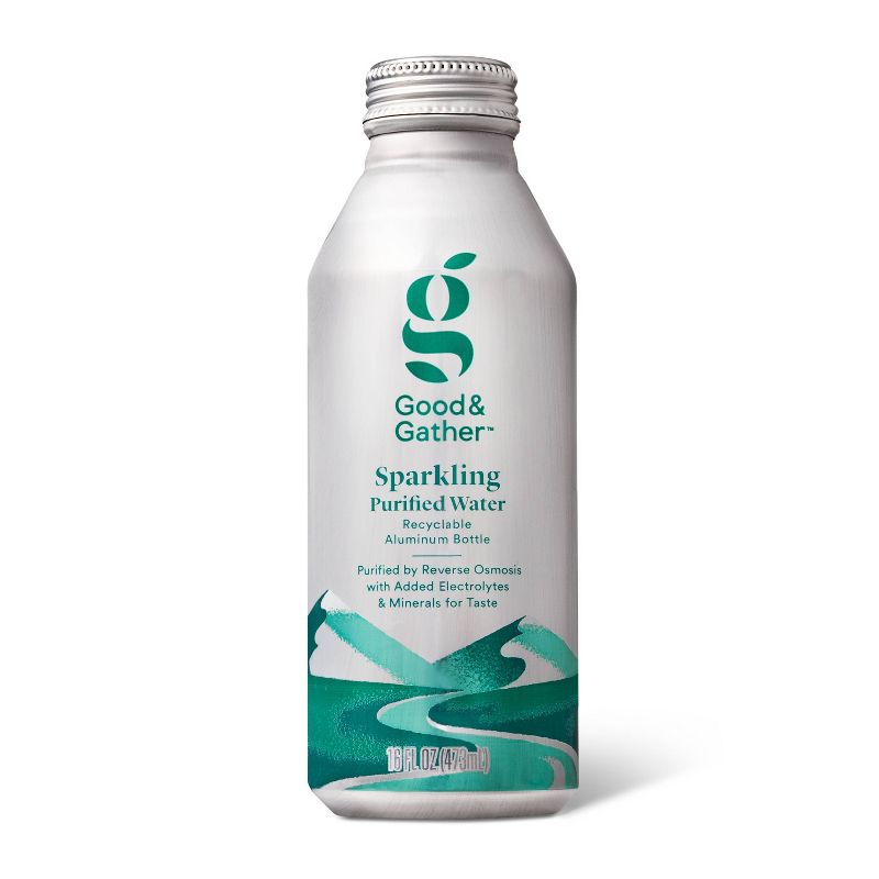 Sparkling Purified Water + Electrolytes - 16 fl oz Aluminum Bottle - Good &#38; Gather&#8482;, 1 of 4