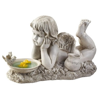 Design Toscano Summertime Reflections Cherub Garden Statue - Off-White