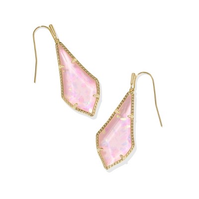 Kendra Scott Jesse Drop Earrings - Iridescent Light Peach Illusion: 14K Gold Over Brass, French Wire Closure
