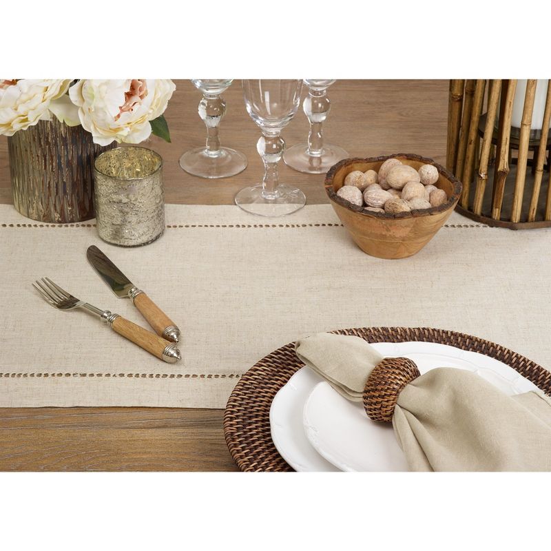 Saro Lifestyle Poly Blend Rustic Style Table Runner With Hemstitch Border, 4 of 5