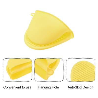 Unique Bargains TPE Heat Resistant Anti-skid Kitchen Utensil Sets Mini Oven Mitts Yellow 3 Pcs — фото 4