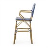 SKRAN Outdoor Wicker and Aluminum 29.5" French Barstools, Set of 2, Navy Blue, Bamboo Print Finish for Garden, Patio, Outdoor - 4 of 4