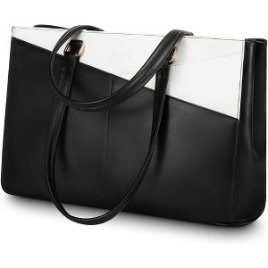Laptop Tote Bag for Women 15.6 Inch Waterproof Leather Computer Bags Business Office Work Briefcase - 1 of 4