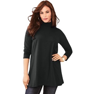 Roaman's Women's Plus Size Mockneck Ultimate Tunic - 1 of 4