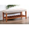CAVINAS Retro 2-Tier Accent Shoe Bench Rock with Cushion & Open Shelf,Multifunctional Storage Bench for Entryway,Living Room - 2 of 4