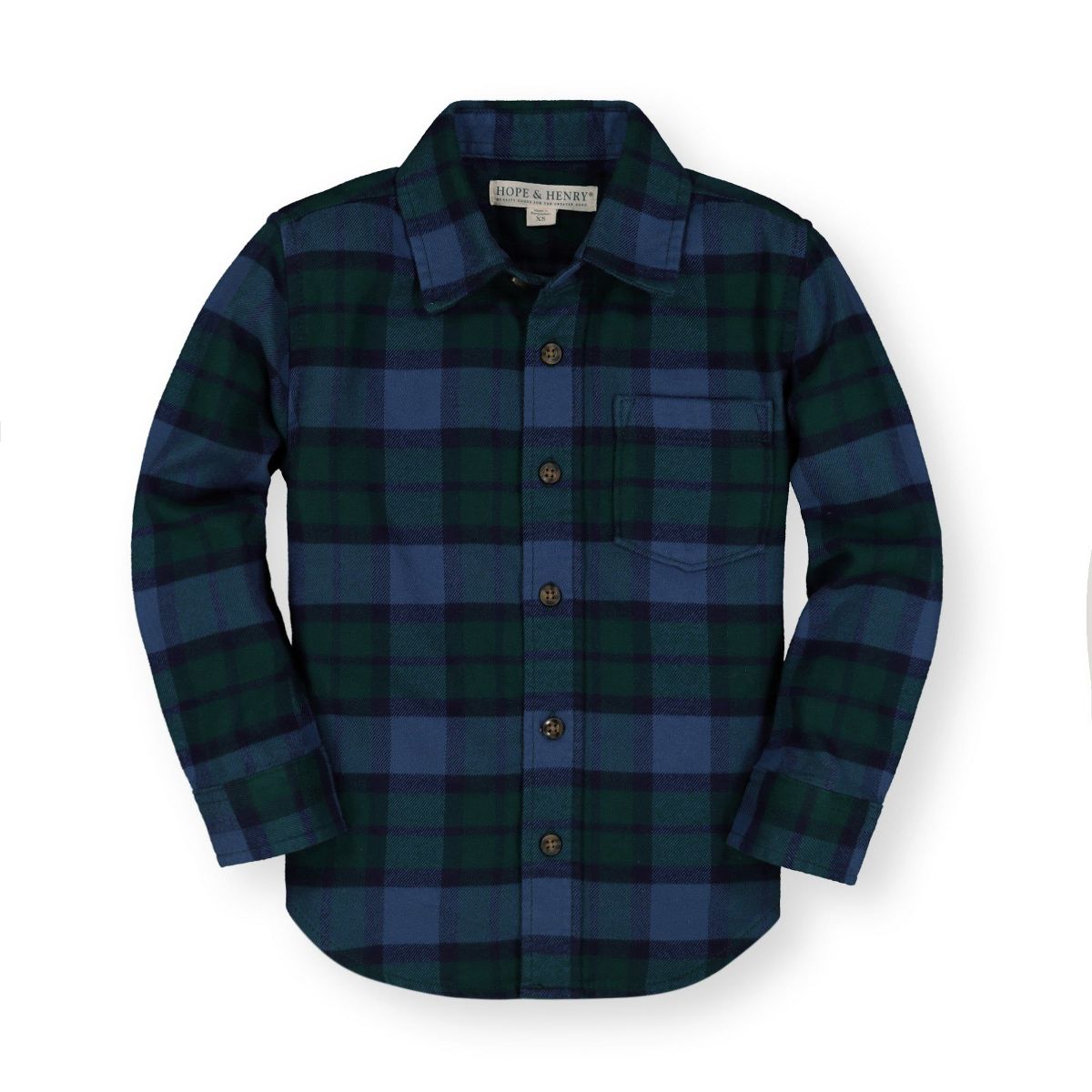 Hope & Henry Boys' Brushed Flannel Button Down Shirt, Kids