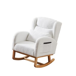 GDFStudio Aspen 27.2"W Modern High Backrest Boucle Rocking Chair with Two Side Pocket - 1 of 4