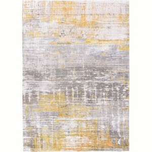 HomeRoots 9' X 13' Gray and Yellow Abstract Non Skid Area Rug - 1 of 4