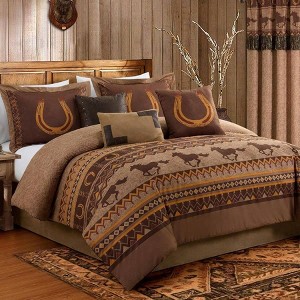 7 - Piece Southwestern Wild Horses Microsuede Comforter Set California King - 1 of 4