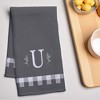Personalization Mall Black & White Plaid Waffle Weave Kitchen Towel - 2 of 4