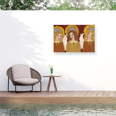 Trademark Fine Art - Medana Gabbard Angels And Sunflowers Matted Framed Art