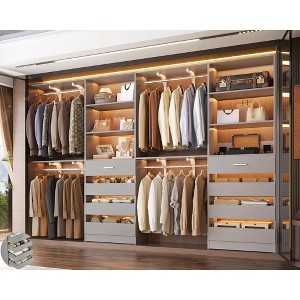 Aheaplus Closet System with 8 Drawers, Walk-in Wardrobe Organizer with 4 Hanging Rods - 1 of 4