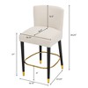 QingMoon Modern Bar Stools Set of 2, Soft Fabric Upholstery Counter Height Chairs, Black Legs with Gold Footrests for Kitchen Island, Home Bars - 4 of 4