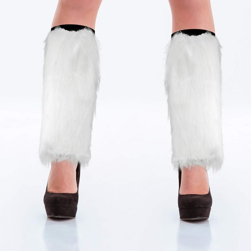 Skeleteen Boot Cuff Leg Warmers - Fluffy White Faux Fur Boots Warmer Cuffs For Women And Girls, 4 of 5