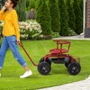 Costway Rolling Garden Cart Height Adjustable Scooter with Swivel Seat & Tool Storage Blue/Red/Green - 2 of 4