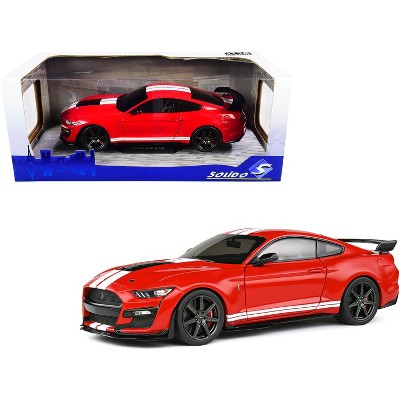 2020 Ford Mustang Shelby GT500 Red with White Stripes 1/18 Diecast Model Car by Solido