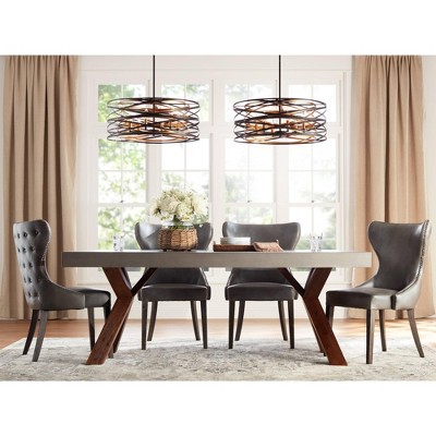 Vortic Flow 6-Light Contemporary Pendant in Dark Bronze with Mosaic Gold
