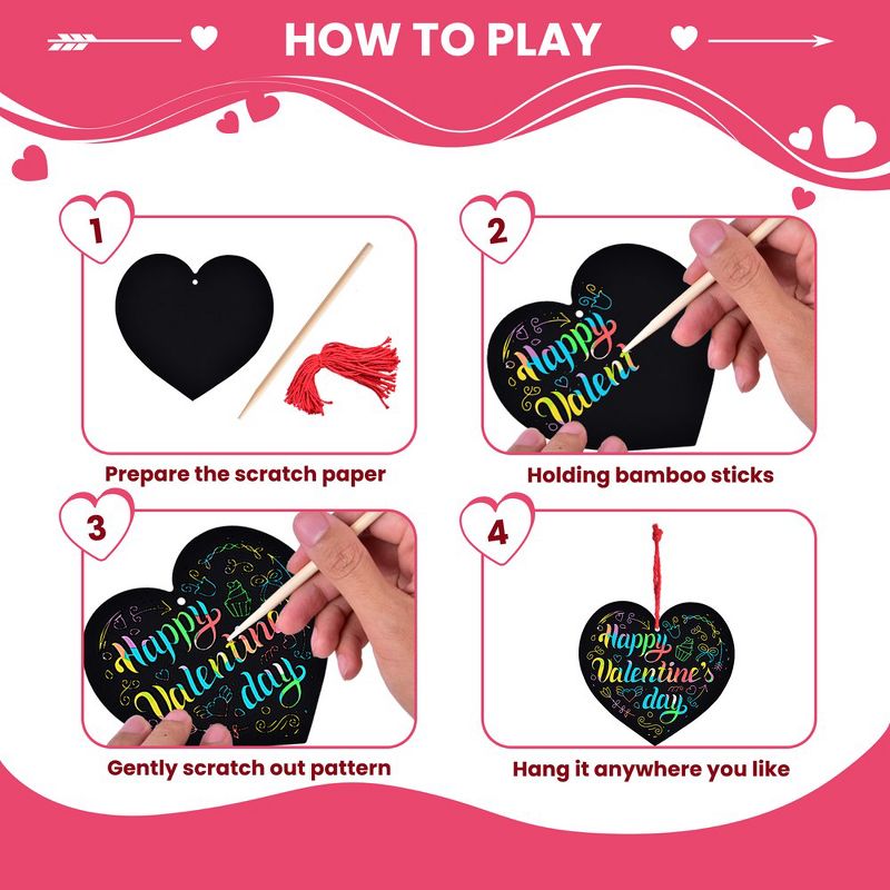 Fun Little Toys 115 PCS Valentine's Day Scratch Card Set, 3 of 7
