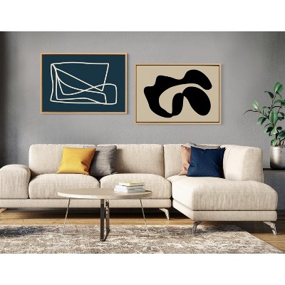 Abstract Blue and Natural Canvas Art Print with Frame, 23x33