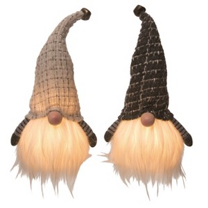 Transpac Small Light Up Plush Christmas Gnome Set of 2 Christmas Home Decorations - 1 of 1