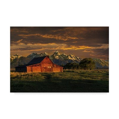 12" x 19" Moulton Barn Sunrise by Galloimages Online - Trademark Fine Art