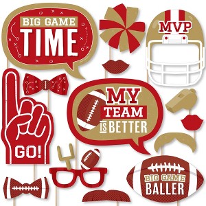 Big Dot of Happiness The Big Game - Red and Gold - Football Party Photo Booth Props Kit - 20 Count - 1 of 4