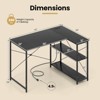 Costway L-Shaped Computer Desk with Power Outlets Adjustable shelf Heavy-Duty Metal Frame Brown/White/Black - 3 of 4
