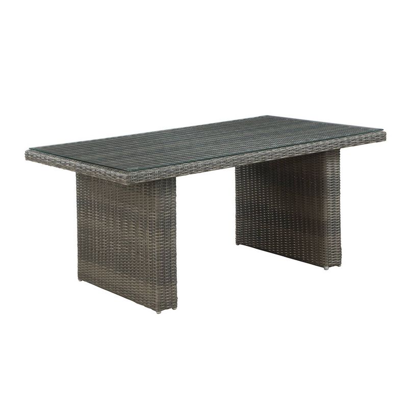 Asti Rectangle Wicker Outdoor Cocktail Table - Gray - Alaterre Furniture, 1 of 9