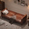 75" Futon Sofa Bed, Convertible Sleeper, Faux Leather Small Couch, Loveseat, Mid-Century Modern Couch for Living Room, Bedroom, Brown - 2 of 4