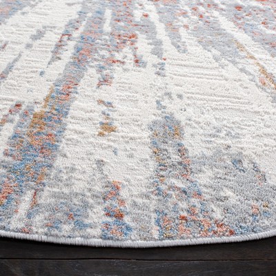 Amelia Hand-Knotted Grey & Rust Round Synthetic Rug