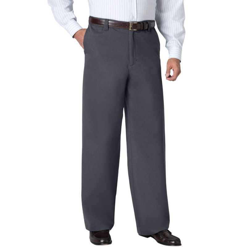KingSize Men's Big & Tall Tall WRINKLE-FREE PANTS WITH EXPANDABLE WAIST, WIDE LEG, 1 of 2