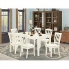 HomeStock 7-Piece Rectangle Linen White Finish Solid Wood Top Dining Table with 6-Chairs with Slat Back - 2 of 4